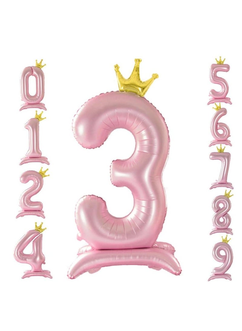 40 Inch Crown Rose Gold Digit Helium Foil Birthday Party Balloons Number 3 - Image 1